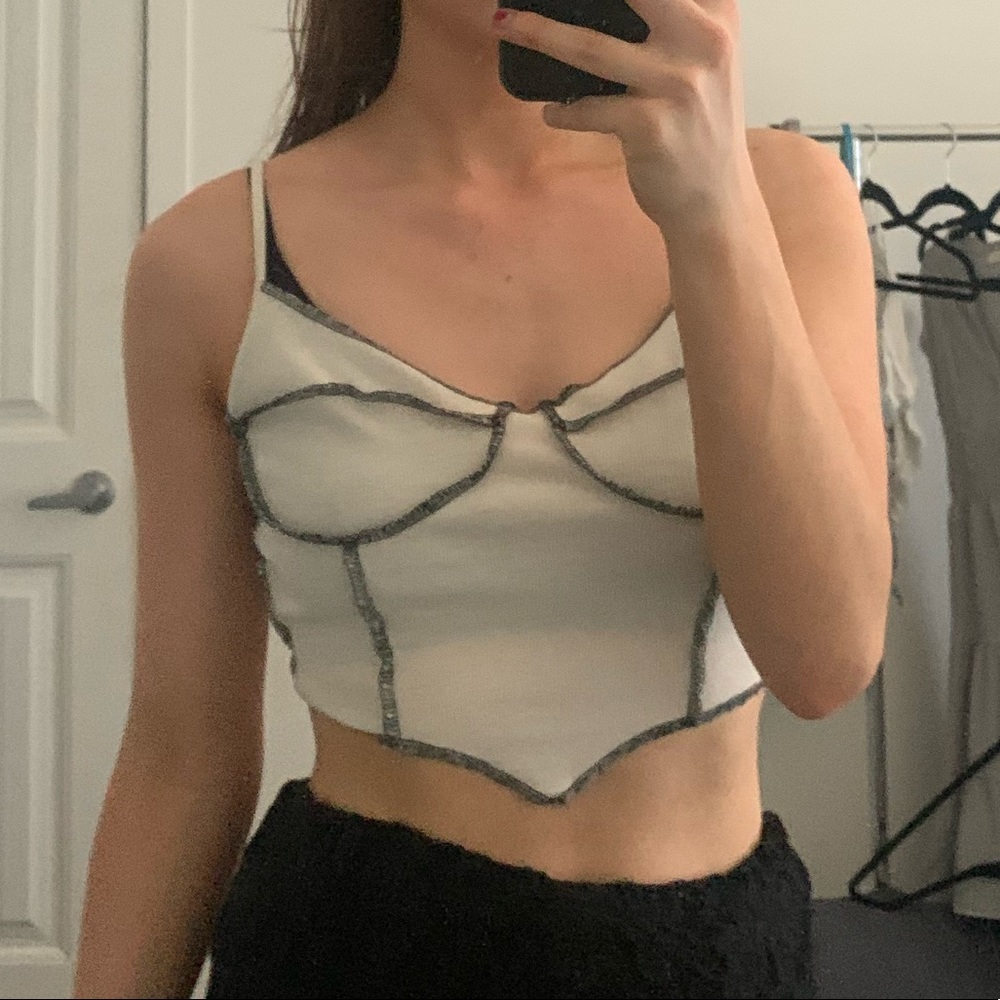 White corset cut out tank top